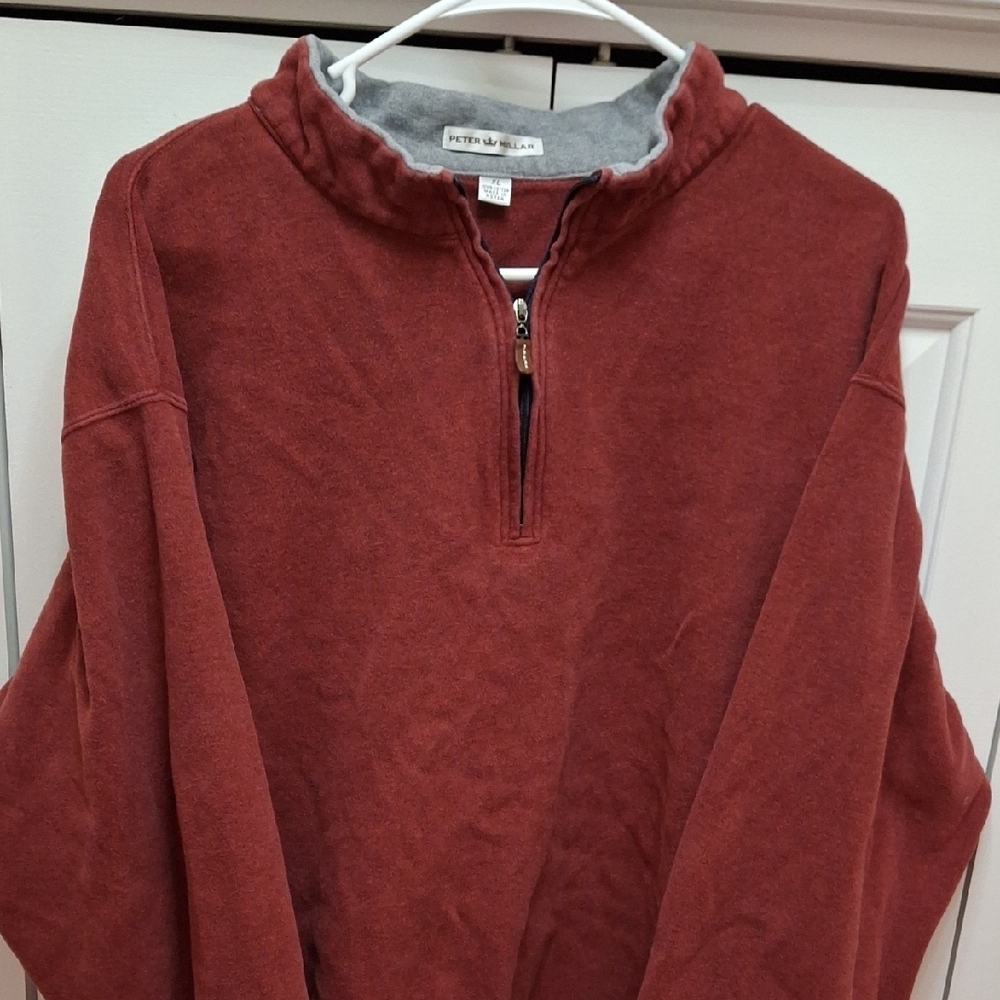 Peter Millar XL Men's Dark Red Burgundy Cotton Quarter Zip Sweater